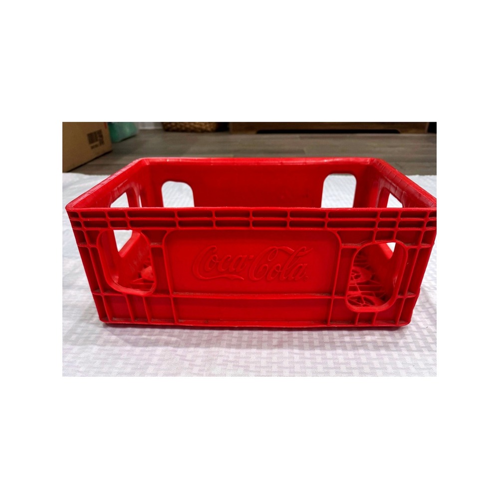 Vintage Coca Cola Red Plastic Bottle Crate Carrier Embossed Logo Soda Retro
